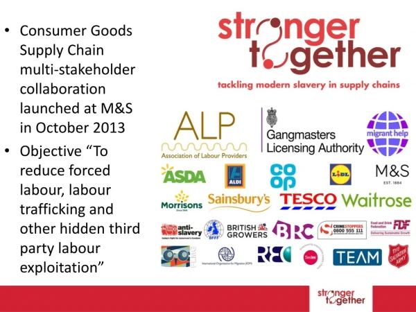 Consumer Goods Supply Chain multi-stakeholder collaboration launched at M&amp;S in October 2013