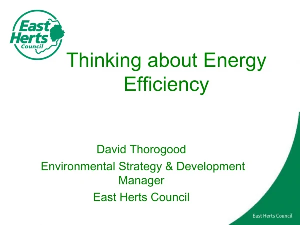 Thinking about Energy Efficiency