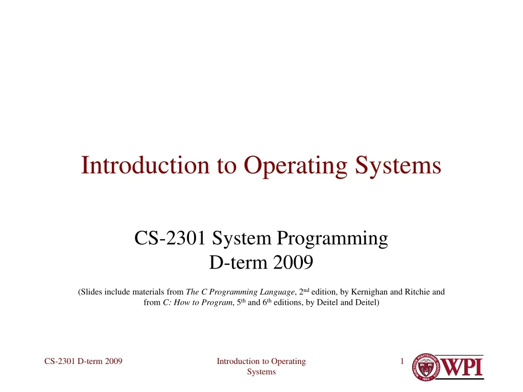 introduction to operating systems