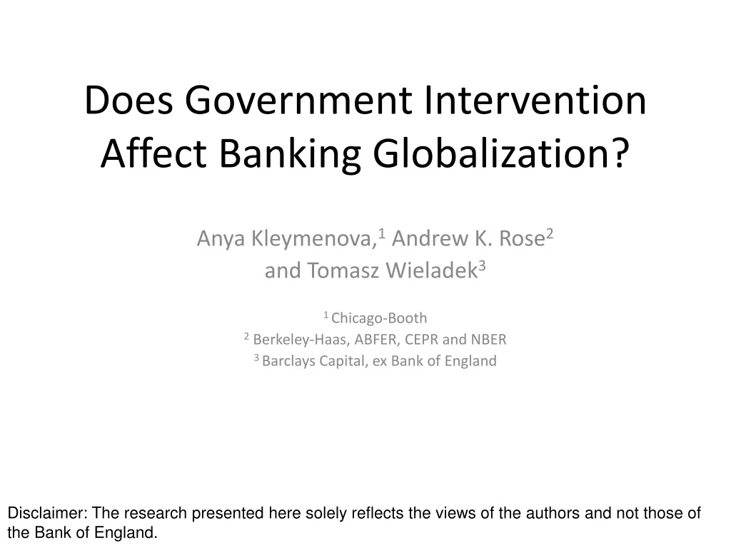 does government intervention affect banking globalization