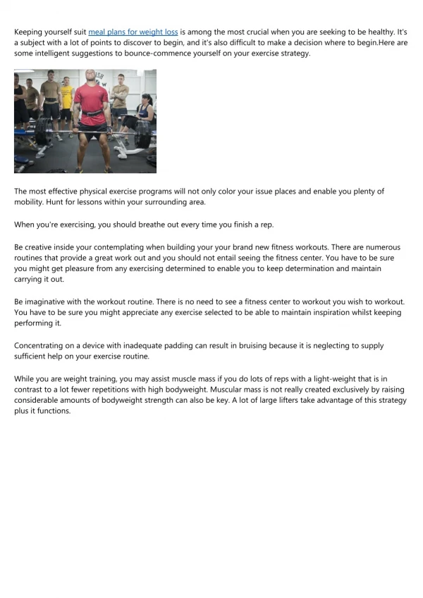 keeping yourself suit meal plans for weight loss