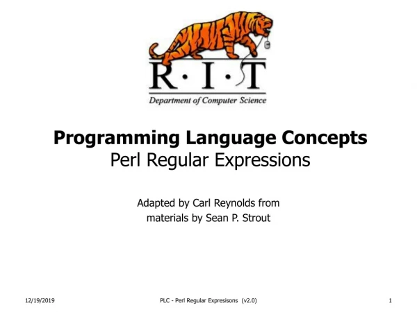 Programming Language Concepts Perl Regular Expressions