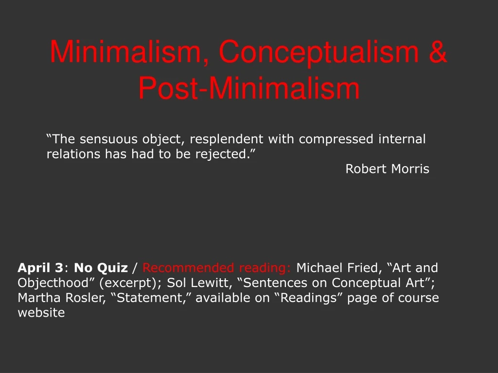 minimalism conceptualism post minimalism