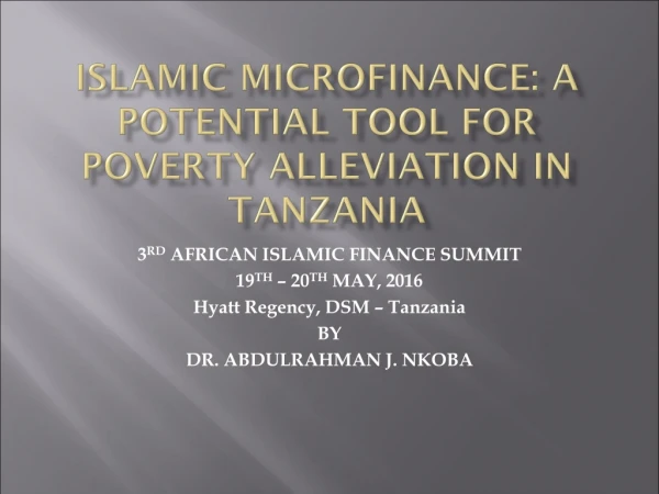 islamic  microfinance: a potential tool for poverty alleviation in  tanzania