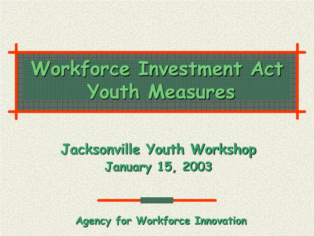 workforce investment act youth measures