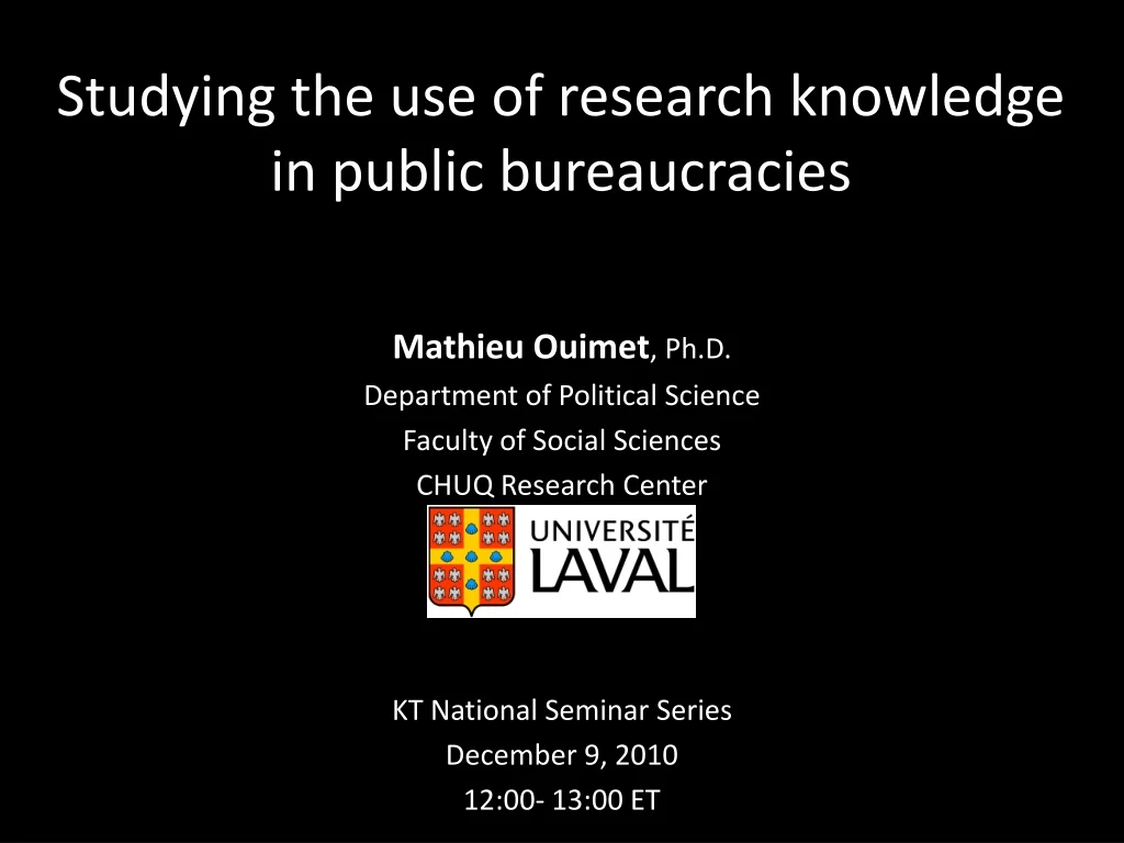 studying the use of research knowledge in public bureaucracies