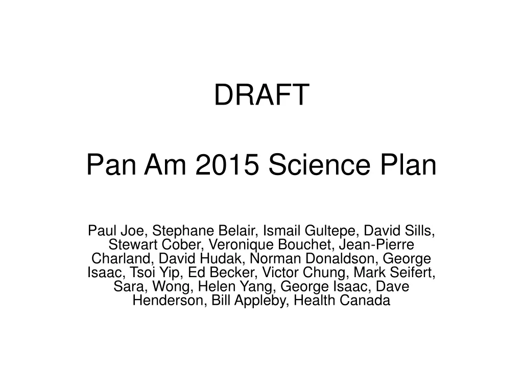draft pan am 2015 science plan