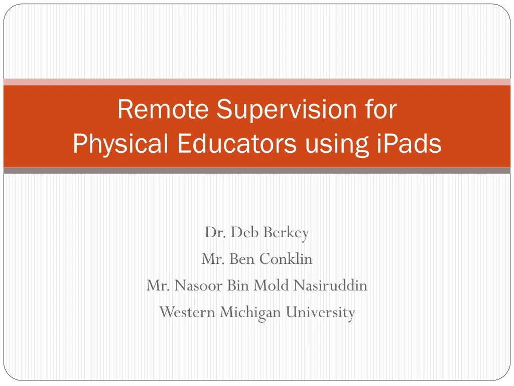 remote supervision for physical educators using ipads