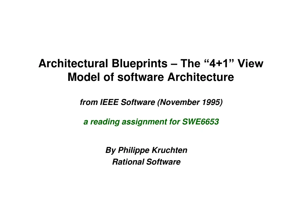 by philippe kruchten rational software