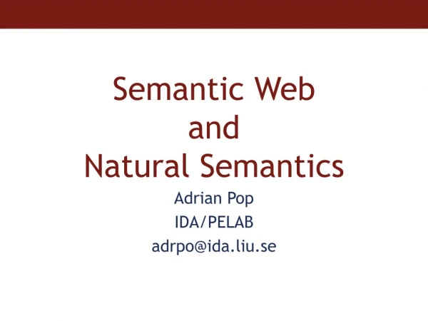 Semantic Web  and  Natural Semantics