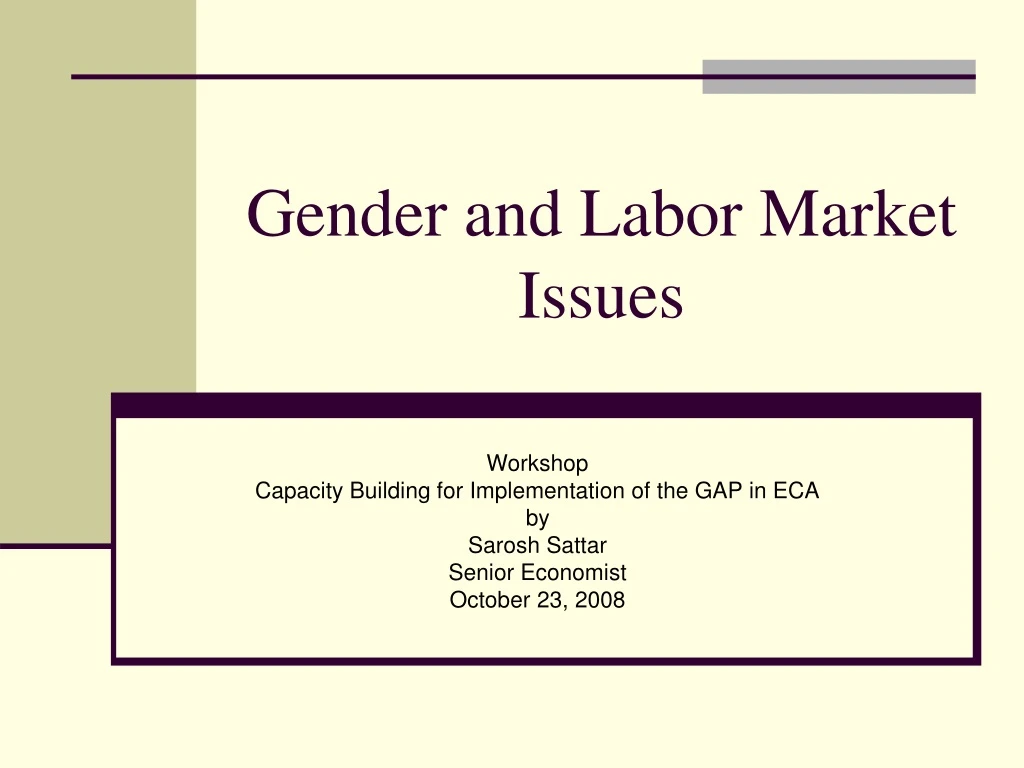 gender and labor market issues