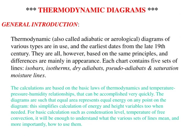 ***  THERMODYNAMIC DIAGRAMS  ***