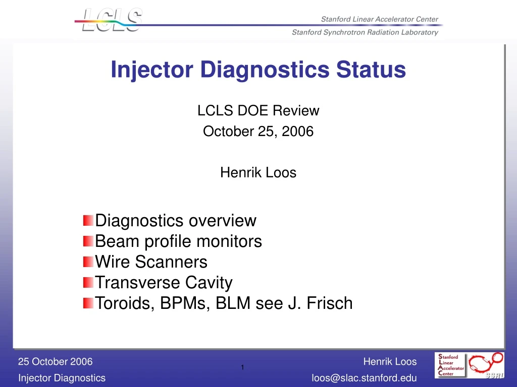 injector diagnostics status