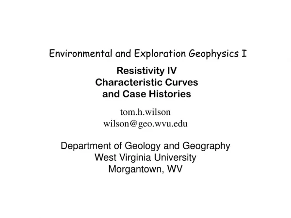 Environmental and Exploration Geophysics I