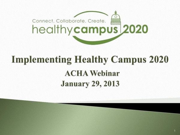 Implementing Healthy Campus 2020 ACHA Webinar January 29, 2013
