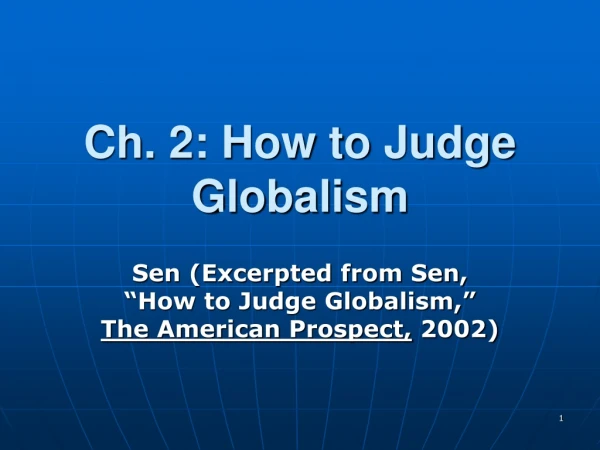 Ch. 2: How to Judge Globalism