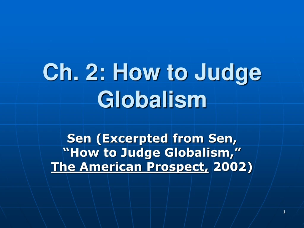 ch 2 how to judge globalism