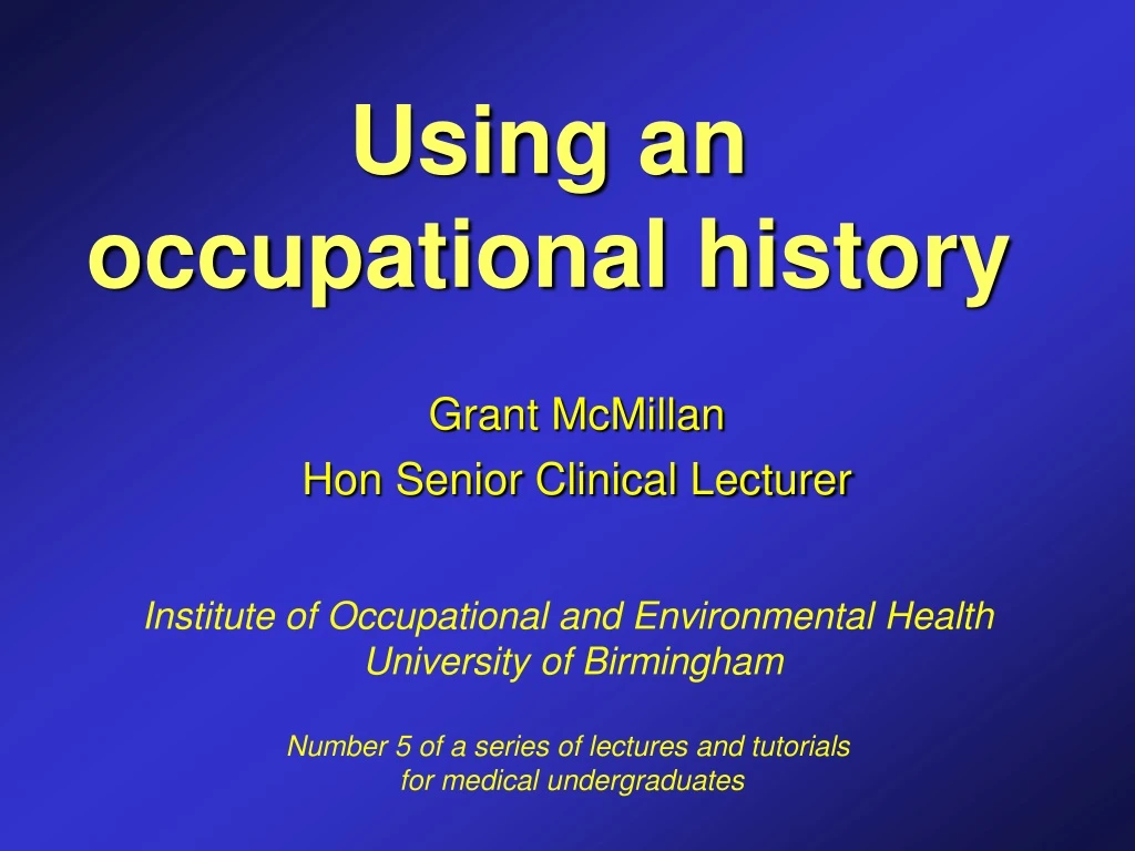 using an occupational history