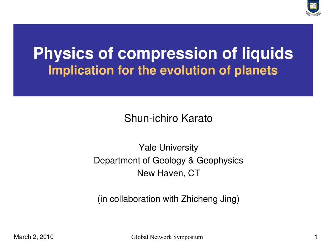 physics of compression of liquids implication for the evolution of planets