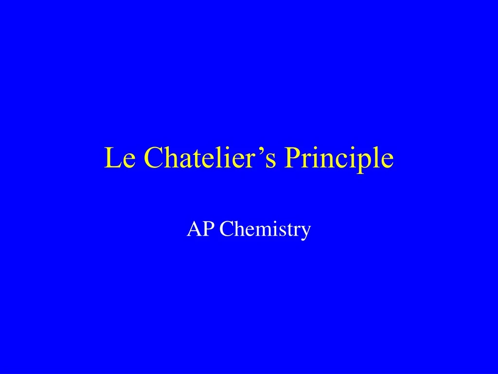 le chatelier s principle