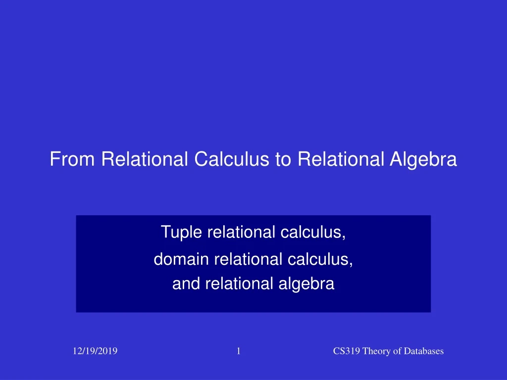 from relational calculus to relational algebra