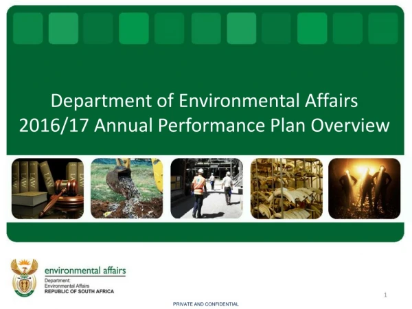 Department of Environmental Affairs  2016/17 Annual Performance Plan Overview