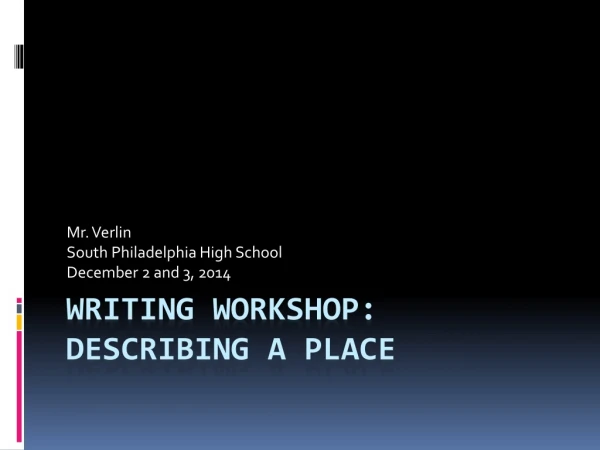 Writing workshop: describing a place