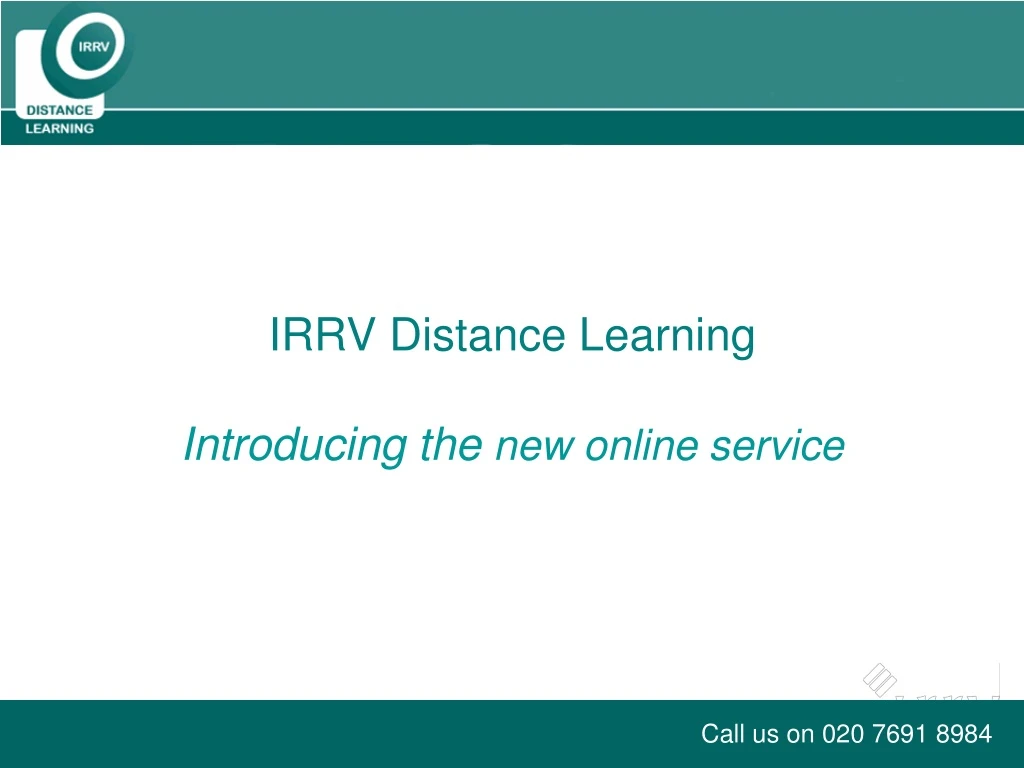 irrv distance learning introducing the new online service