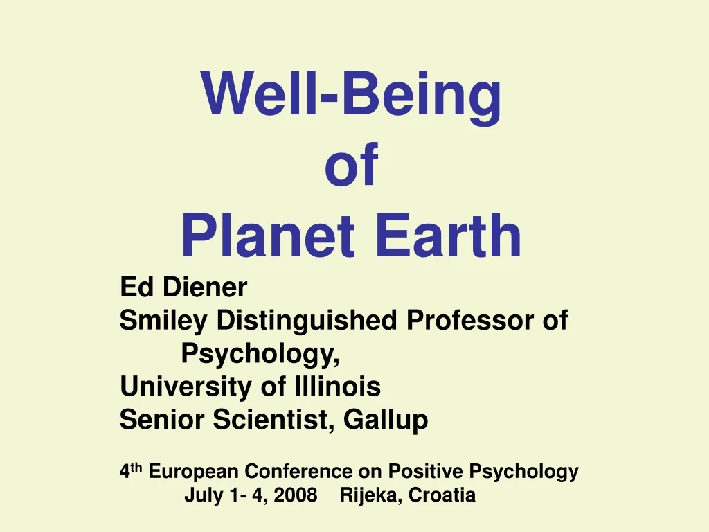 well being of planet earth ed diener smiley
