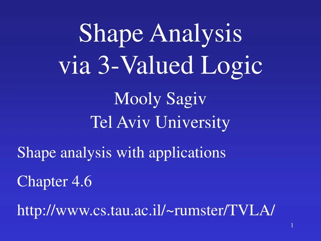 shape analysis via 3 valued logic