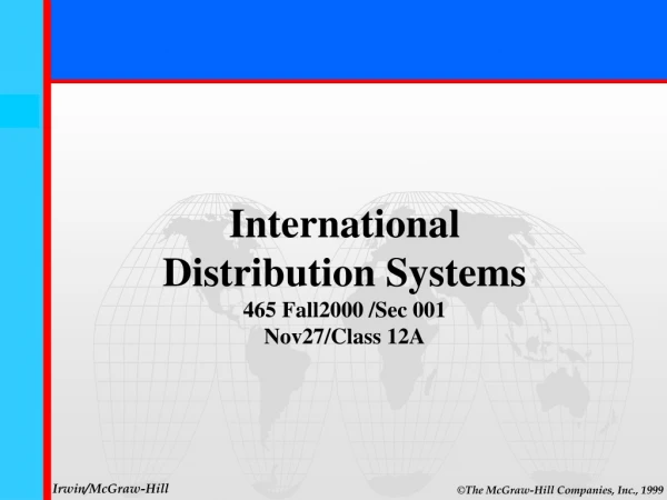 International Distribution Systems 465 Fall2000 /Sec 001 Nov27/Class 12A