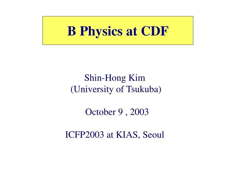 b physics at cdf