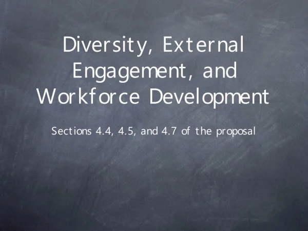 Diversity, External Engagement, and Workforce Development