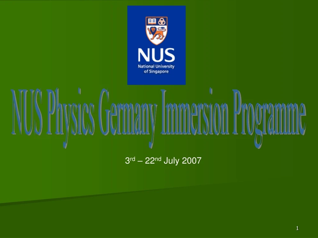 nus physics germany immersion programme
