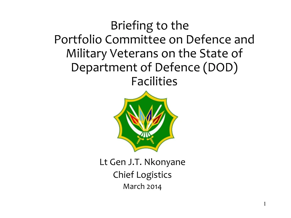 briefing to the portfolio committee on defe