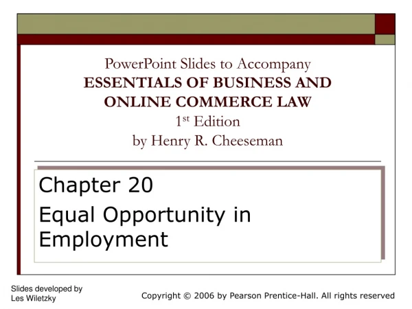 Chapter 20 Equal Opportunity in Employment