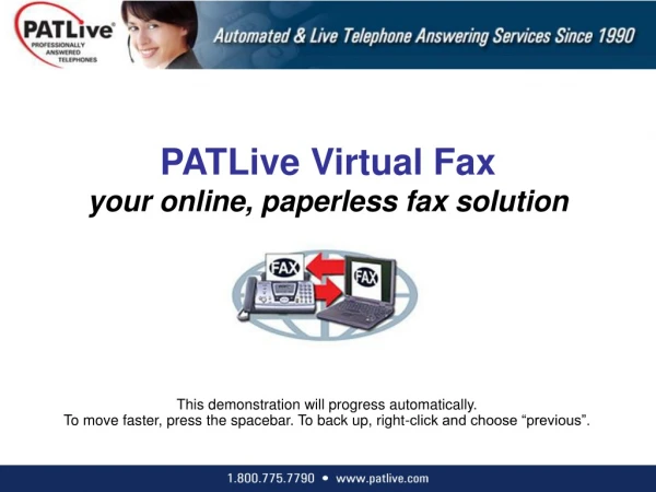 PATLive Virtual Fax your online, paperless fax solution