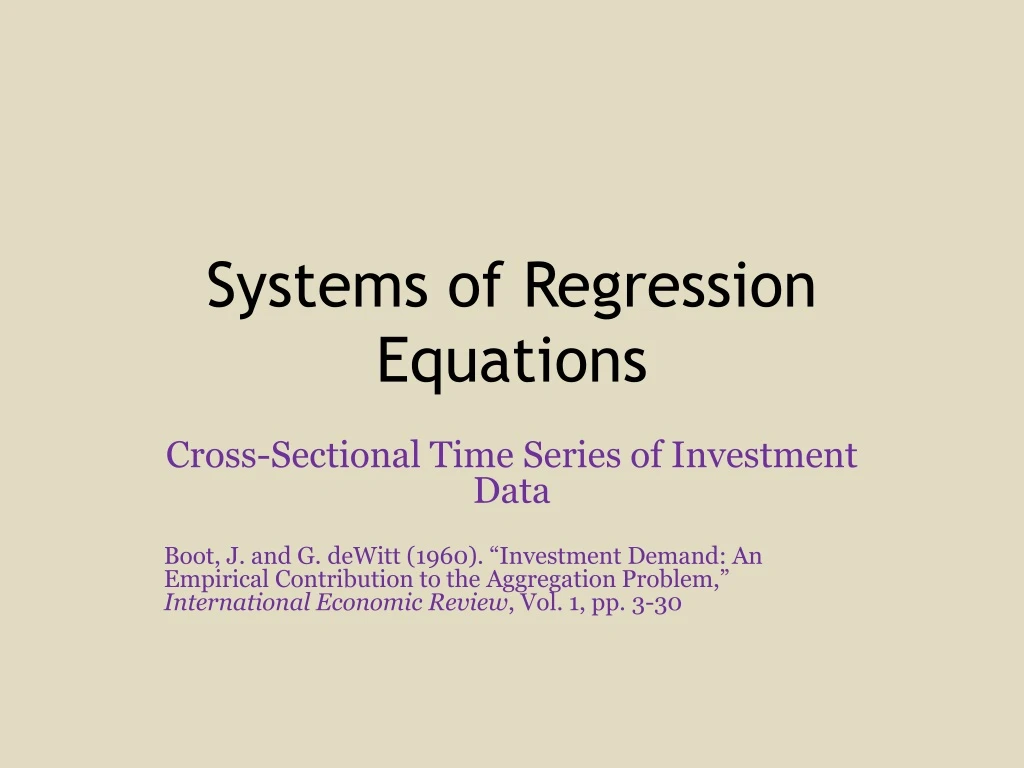 systems of regression equations