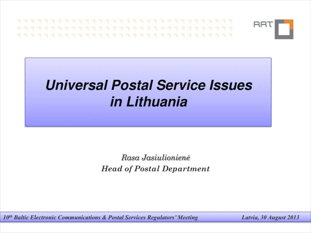 universal postal service issues i n lithuania