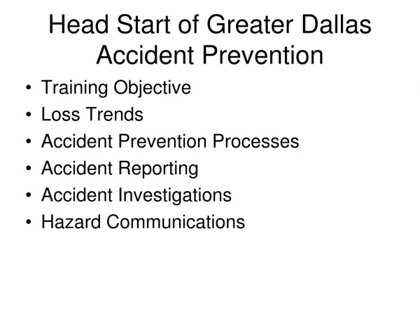Head Start of Greater Dallas Accident Prevention