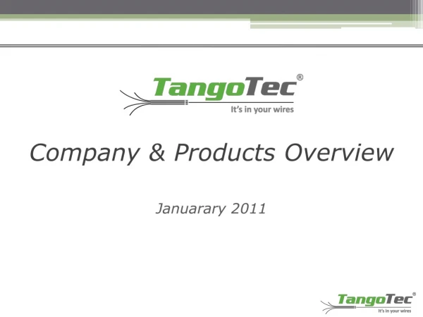 Company &amp; Products Overview Januarary 2011