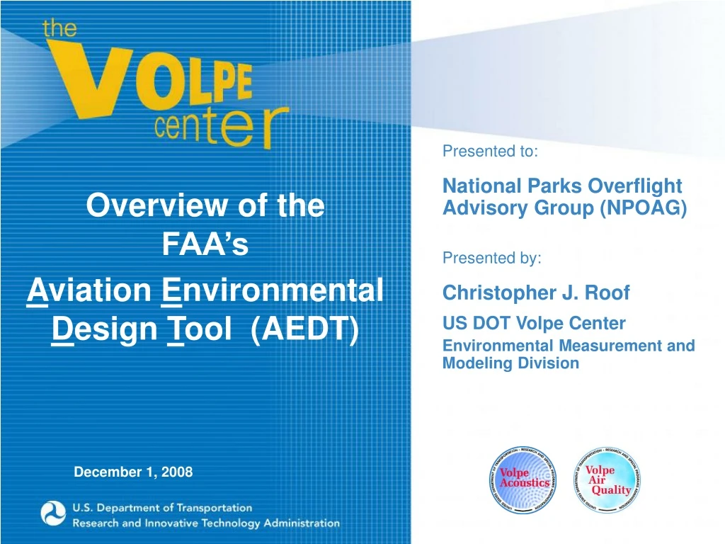 overview of the faa s a viation e nvironmental d esign t ool aedt