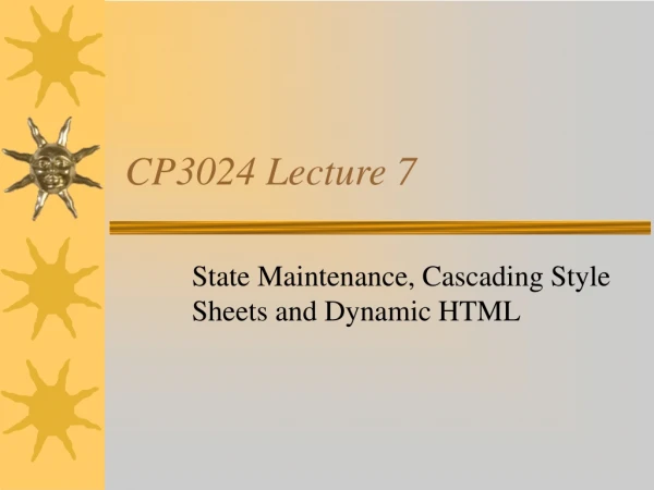 CP3024 Lecture 7