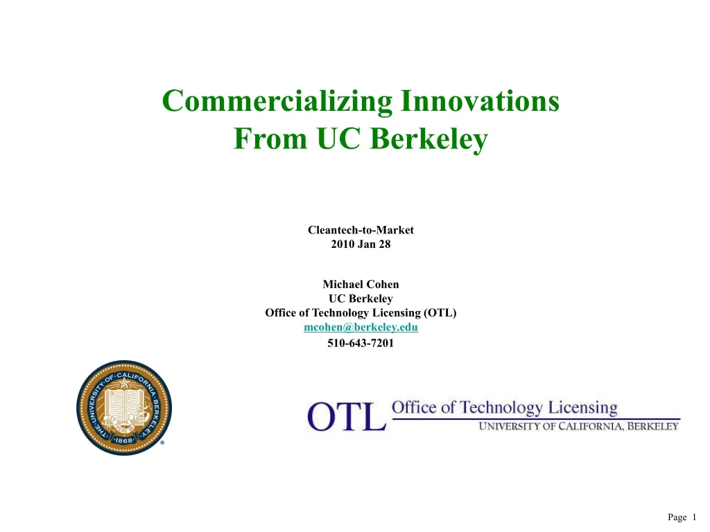 commercializing innovations from uc berkeley