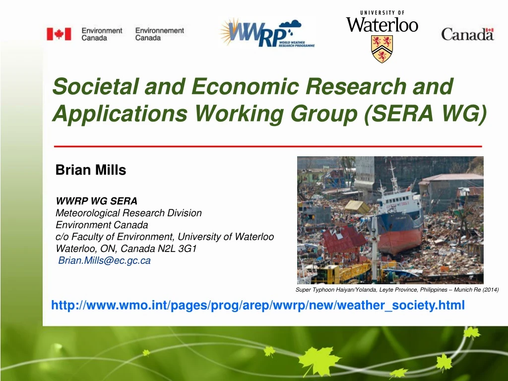 societal and economic research and applications working group sera wg