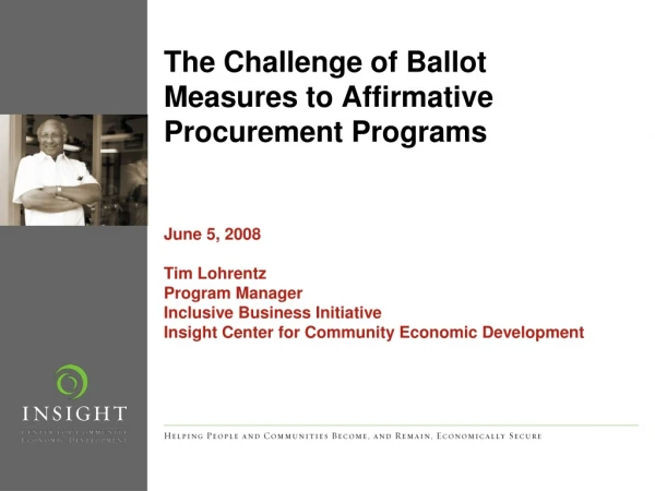 The Challenge of Ballot Measures to Affirmative Procurement Programs