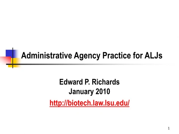 Administrative Agency Practice for ALJs