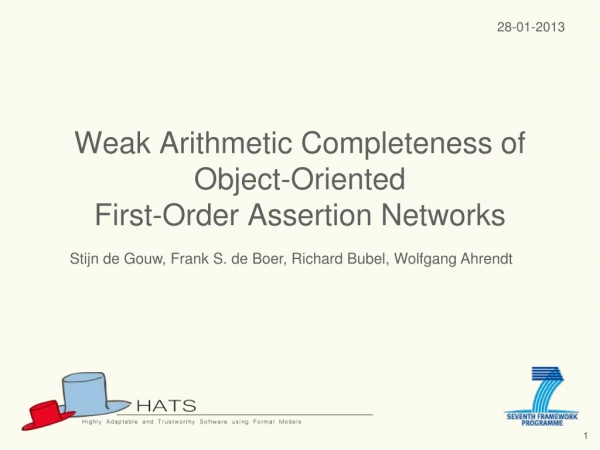 Weak Arithmetic Completeness of Object-Oriented  First-Order Assertion Networks