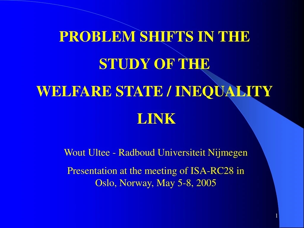 problem shifts in the study of the welfare state