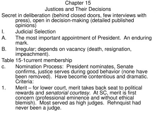 Chapter 15 Justices and Their Decisions